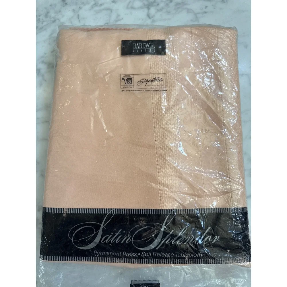 Bardwil Linens Satin Splendor Peach Round Tablecloth 70 In Visa Permanent Press